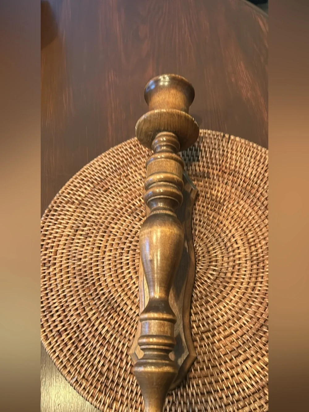 Wooden Wall Sconce Candle Holder in Brown
